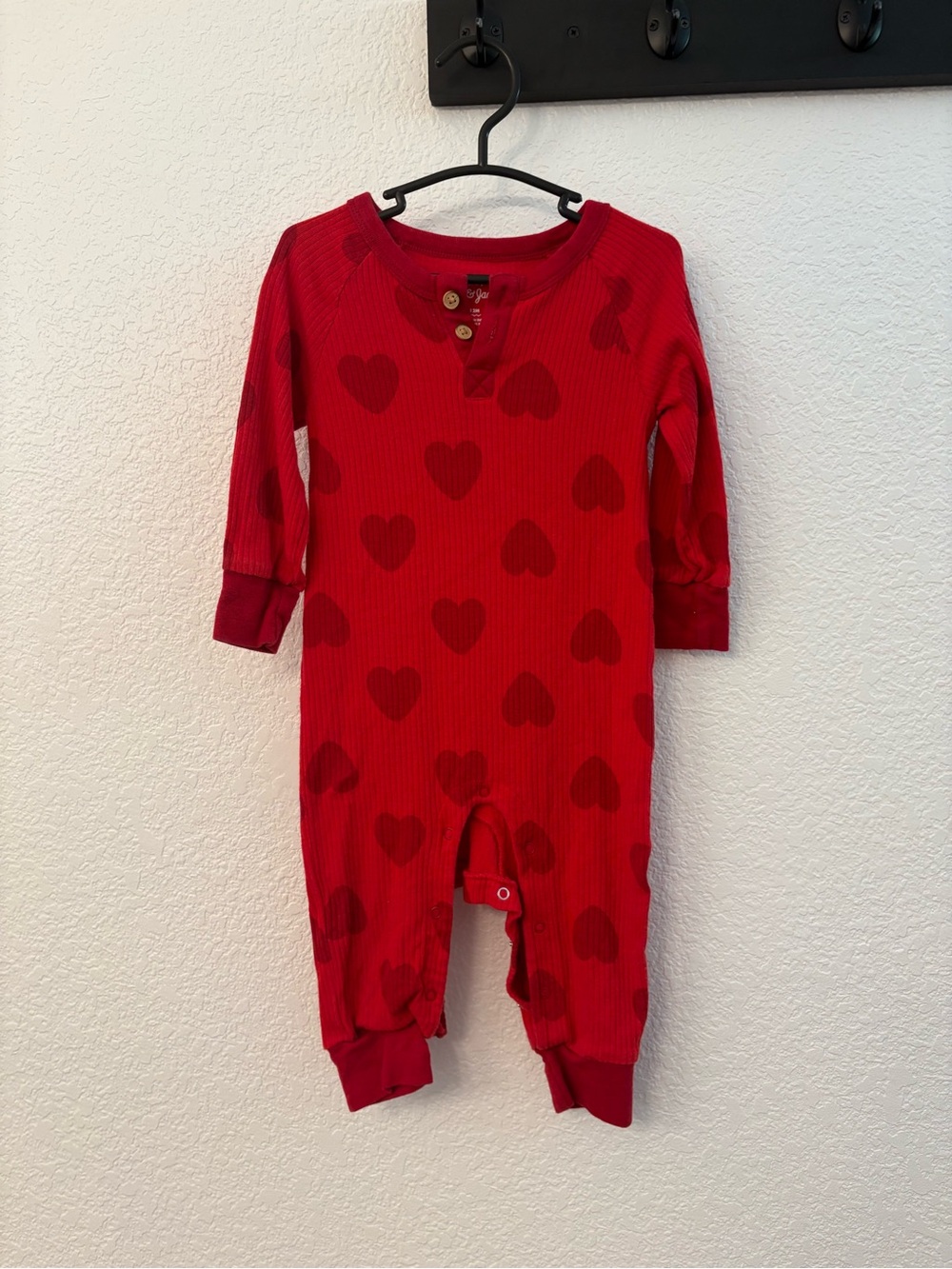 Cat & Jack Red Heart-Print Footed One-Piece